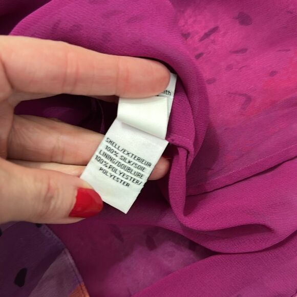 DVF Diane Von Furstenberg silk pink purple sleeveless blouse ruffle 2 - Picture 7 of 8